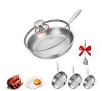 Titanium Hammered Pan Pro,Frying Pans with Lid,Non-stick Scratch Resistant Titanium Alloy Light Weight Set,Fast heating,safe and durable,no convex bottomSuitable for induction cooker, gas stove (M)