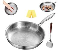 Titanium Hammered Pan Pro with Lid, Multifunctional Titanium Pans for Cooking, Durable Scratch-Resistant Titaniums Non-Stick Frying Pans, Compatible with All Cooktops (11.02 in,no lid)