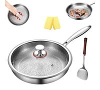 Titanium Hammered Pan Pro with Lid, Multifunctional Titanium Pans for Cooking, Durable Scratch-Resistant Titaniums Non-Stick Frying Pans, Compatible with All Cooktops (11.02 in,with lid)