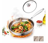 Titanium Pot Pro - Padella in titanio per cucinare, 20/24/26/28/30 cm, antiaderente con coperchio, resistente ai graffi, 5 strati ispessiti, si riscalda rapidamente (con coperchio, 24 cm)