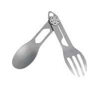 Titanium Rotating Spork - Titanium Alloy 16.7cm | Folding 2 In 1 Spoon Fork | Lightweight Camping Tableware Utensil Compact Outdoor Picnic Hiking Barbecue Survival Gear