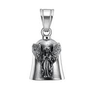 Titanium Steel Punk Motorcycle Bell - Angel Wings Charm | Guardiann Exorcist Bell per i buoni auguri e la per i cavalieri | Key Chhain Pet Bell - Giftt protettore per vini