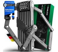 TITANLOCK Lucchetto pieghevole per bicicletta, 120 cm, antifurto, serratura a combinazione, montaggio facile, antiruggine, livello di sicurezza 10/10