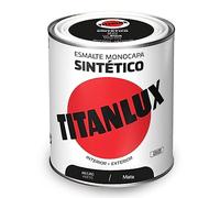 Titanlux Smalto sintetico nero opaco, 750 ml, vernice per metallo, per interni/esterni