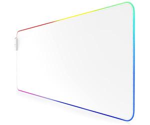 TITANWOLF - RGB Tappetino per Mouse da Gioco Bianco XXL - Mouse Pad Gaming - 800x300mm - 11 LED Colori e Effetti di Luce - Precisione e velocità - Lato Inferiore gommato - Lavabile