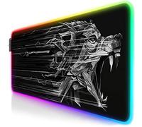 TITANWOLF - RGB Tappetino per Mouse da Gioco XXL - 800x300mm - 11 LED Colori e Effetti di Luce - Precisione e velocità - Lato Inferiore gommato - Lavabile - per Computer PC e Laptop