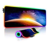 TITANWOLF - RGB Tappetino per Mouse da Gioco XXL - Mouse Pad Gaming - 800x300mm - Stars & Mars 11 LED Colori e Effetti di Luce - Precisione e velocità - Lavabile - per PC e Laptop - Stars & Mars
