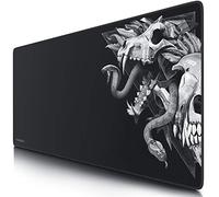 TITANWOLF - XXL Tappetino per Mouse da Gioco - Gaming Mousepad Extra Grande 900 x 400mm - Pad con Base in Gomma Antiscivolo - Spessore 3mm - Nero - Modello Wolf Skull