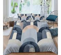 TiTCiveR Archi a Righe Set Copripiumino 3 Pezzi Con Stampa 3D GeometricShapes Copripiumino Con 2 Federe Con Federe in Microfibra Ultra Morbida King（220x240cm）