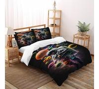 TiTCiveR Astronautaaa colorato Set Di Biancheria Da Letto 3 Pezzi Con Stampa 3D Space Human Universe Copripiumino Con 2 Federe in Microfibra Morbida E Leggera Super King（260x220cm）