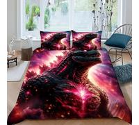 TiTCiveR Cosmo Godzilla Set Di Biancheria Da Letto Per 3 Pezzi Con Stampa 3D Animal Themes Wildlife Incluso Copripiumino Con 2 Federe in Microfibra Morbida E Leggera King(220x240cm)