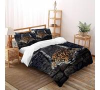 TiTCiveR Giaguaro Piramide Set Di Biancheria Da Letto 3 Pezzi Con Stampa 3D Mystery Jungle Animal Copripiumino Con 2 Federe Con Federe in Microfibra Ultra Morbida Double（200x200cm）