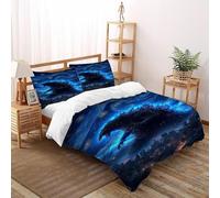 TiTCiveR Godzilla Cielo stellato Set Di Biancheria Da Letto 3 Pezzi Con Stampa 3D Animal Themes Wildlife Copripiumino Con 2 Federe in Microfibra Morbida E Leggera Super King(260x220cm)