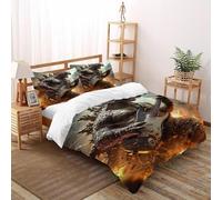 TiTCiveR Godzilla elettrico Set Di Biancheria Da Letto 3 Pezzi Con Stampa 3D Animal Themes Wildlife Copripiumino Con 2 Federe in Microfibra Morbida E Leggera Super King(260x220cm)