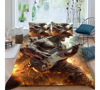 TiTCiveR Godzilla elettrico Set Di Biancheria Da Letto Per 3 Pezzi Con Stampa 3D Animal Themes Wildlife Copripiumino Con 2 Federe Con Federe in Microfibra Ultra Morbida King(220x240cm)