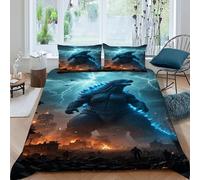 TiTCiveR Godzilla fulmine Set Di Biancheria Da Letto Per 3 Pezzi Con Stampa 3D Wildlife Animal Theme Copripiumino Con 2 Federe Con Federe in Microfibra Ultra Morbida King（220x240cm）