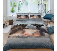 TiTCiveR Godzilla Kong Set Di Biancheria Da Letto 3 Pezzi Con Stampa 3D Duel Mostro gigantes Ocean Copripiumino Con 2 Federe Con Federe in Microfibra Ultra Morbida King（220x240cm）