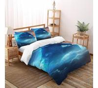 TiTCiveR Godzilla nuvole Set Copripiumino 3 Pezzi Con Stampa 3D Wildlife Animal Theme Copripiumino Con 2 Federe Con Federe in Microfibra Ultra Morbida Super King（260x220cm）