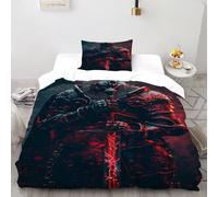 TiTCiveR Knight Sword Set Copripiumino 2 Pezzi Con Stampa 3D Dark Hell Warrior Copripiumino Con 1 Federe Con Federe in Microfibra Ultra Morbida Single（135x200cm）