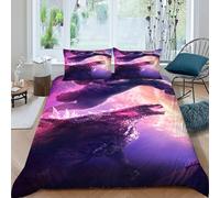 TiTCiveR Kong Godzilla Set Copripiumino 3 Pezzi Con Stampa 3D Battle Mostro gigantes Incluso Copripiumino Con 2 Federe in Microfibra Morbida E Leggera King（220x240cm）