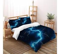 TiTCiveR Lightning Night Sky Set Di Biancheria Da Letto Per 3 Pezzi Con Stampa 3D Thunder SkyEvent Copripiumino Con 2 Federe Con Federe in Microfibra Ultra Morbida Double（200x200cm）