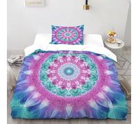 TiTCiveR Mandala Fractal Set Di Biancheria Da Letto Per 2 Pezzi Con Stampa 3D Aesthetic ArtPattern Incluso Copripiumino Con 1 Federe in Microfibra Morbida E Leggera Single（135x200cm）