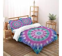 TiTCiveR Mandala Fractal Set Di Biancheria Da Letto Per 3 Pezzi Con Stampa 3D Aesthetic ArtPattern Copripiumino Con 2 Federe Con Federe in Microfibra Ultra Morbida Super King（260x220cm）