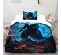 TiTCiveR Mostro gigante Fiamma Set Di Biancheria Da Letto 2 Pezzi Con Stampa 3D Animal Theme Fauna selvatica Copripiumino Con 1 Federe in Microfibra Morbida E Leggera Single(135x200cm)