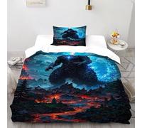 TiTCiveR Mostro Lava Set Di Biancheria Da Letto 2 Pezzi Con Stampa 3D Animal Themes Wildlife Copripiumino Con 1 Federe in Microfibra Morbida E Leggera Single（135x200cm）