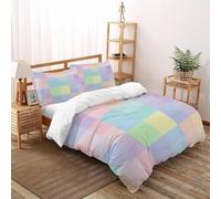 TiTCiveR Pastel Checkered Set Copripiumino 3 Pezzi Con Stampa 3D Simple Geometric Shape Copripiumino Con 2 Federe Con Federe in Microfibra Ultra Morbida King（220x240cm）