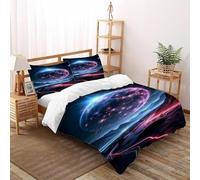 TiTCiveR Scia di luce rossa Set Di Biancheria Da Letto Per 3 Pezzi Con Stampa 3D Temi cielo stellato Copripiumino Con 2 Federe in Microfibra Morbida E Leggera Double（200x200cm）