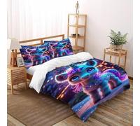 TiTCiveR Unicorn Luna piena Set Copripiumino 3 Pezzi Con Stampa 3D Aesthetic SnowyFantasyAnimal Incluso Copripiumino Con 2 Federe Con Federe in Microfibra Ultra Morbida Super King（260x220cm）