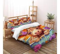 TiTCiveR Vasca da bagno di vitello Set Di Biancheria Da Letto 3 Pezzi Con Stampa 3D Animal Themes Wildlife Copripiumino Con 2 Federe Con Federe in Microfibra Ultra Morbida Double（200x200cm）