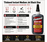 Titebond Instant Bond 8211 - Super colla adesiva cianoacrilata, per riparazioni domestiche, lavorazione del legno, artigianato, penna per crepe, colore nero corvino, 56,7 g