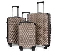 TITILT Set di valigie 3 pezzi PC+ABS Carry On Bagagli Durevole Hardside Valigia Con Serratura TSA Ruote Silenziose Universali, Champagne, Moda Trend Light Luxury Checked Bagagli Con Ruote Spinner