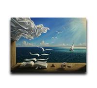 TITINGLUCK The Waves Book Barca a Vela di Salvador Dali Dipinto su Tela Paesaggio Poster e Stampe Immagini da Parete per Soggiorno 80x140cm(31x55in) con Cornice