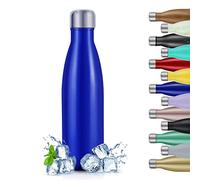 TITIROBA Borraccia in acciaio inox, 500 ml, isolata, a prova di perdite, senza BPA, 24 ore, freddo e 12 ore, blu oceano lucido