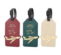 TITIROBA Etichette per bagagli in PVC con targhetta per indirizzo, adatte per valigie, borse, 3 pezzi, bianco, rosso, verde