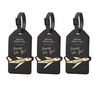 TITIROBA Etichette per bagagli in PVC con targhetta per indirizzo, adatte per valigie, borse, 3 pezzi, nero