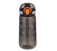 TITIROBA TKK 1005 - Borraccia per bambini, 350 ml, a prova di perdite, in Tritan, senza BPA, utilizzabile con una sola mano, con colino, colore: Nero