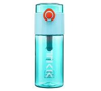 TITIROBA TKK 1013 - Borraccia per bambini, 400 ml, a prova di perdite, in Tritan, senza BPA, utilizzabile con una sola mano, trasparente, con colino, colore: Blu