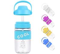 TITIROBA TKK - Borraccia per bambini con coperchio a tenuta stagna e cannucce, in Tritan, senza BPA, a prova di perdite, colore: verde, 500 ml