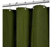 Tititex Tenda da doccia stropicciata verde oliva, tessuto resistente 156 g/m², decorazione per bagno di lusso per hotel, impermeabile, 180 x 180 cm, con 12 ganci