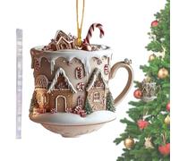 Title 1: Coffee Cup Ornaments For Christmas Tree - Hot Chocolate Mug Acrylic Decorations With Snow House Design | Festive Indoor/Outdoor Christmas Tree Hanging Charm For Holiday Warmth And Cheer