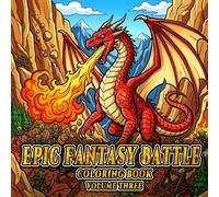 Title: Epic Fantasy Battle Coloring Book - Volume 3: 40 Epic Battle Scenes Featuring Knights, Dragons, Wizards and Mythical Creatures