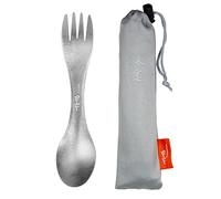 TiTo Titanium Spork 2 in 1 forchetta per cucchiaio ultra leggera per campeggio, escursionismo, viaggi, picnic e casa con borsa (titanio)