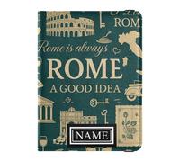 Titolare del passaporto del cuoio del nome personalizzato per il viaggio antifurto denaro e portafoglio di carte per viaggio di famiglia accessori must have Florence Renaissance City, Roma italiana