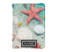 Titolare del passaporto del cuoio di nome personalizzato per il supporto del biglietto impermeabile di viaggio per le donne accessori must have conchiglie di mare