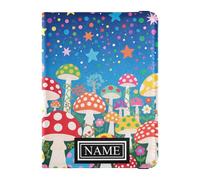 Titolare del passaporto del cuoio di nome personalizzato per il supporto di denaro impermeabile per gli uomini accessori di viaggio scena del fungo magico