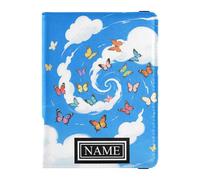 Titolare del passaporto del cuoio di nome personalizzato per il viaggio impermeabile denaro & cassa della carta per gli uomini organizzatore di viaggio farfalle in nuvole